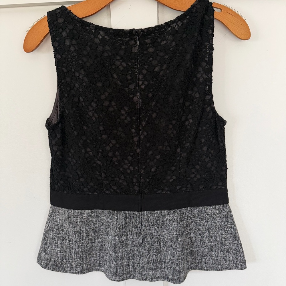 Ann Taylor Women's Top Sleeveless Lace Tweed Peplum Preppy‎ Black Gray Size 6 - Picture 4 of 8